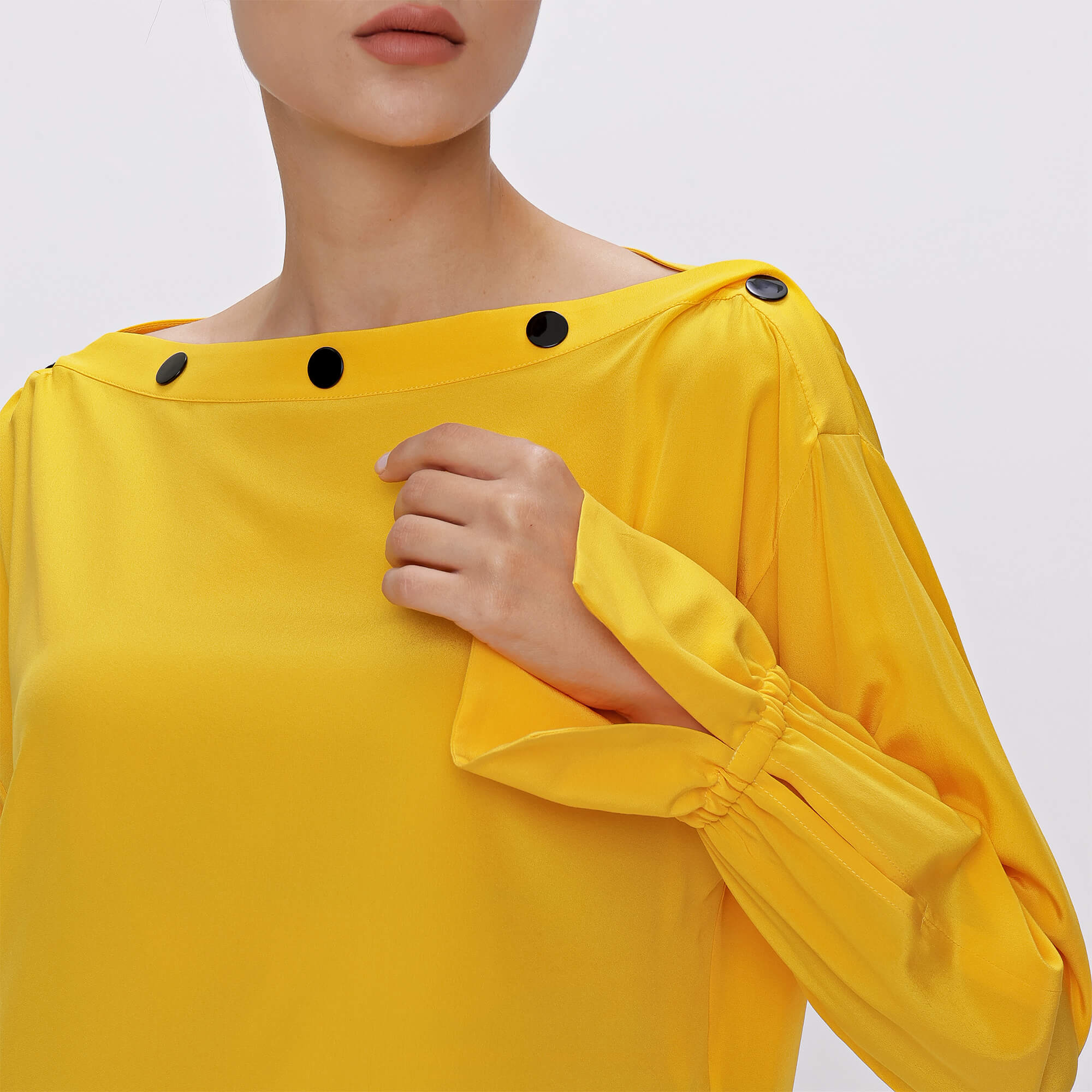 Emilio Pucci - Yellow Black Button Silk Blousses